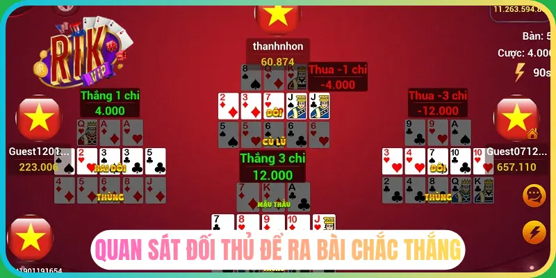 Quan sát thói quen đối thủ để ra bài chuẩn
