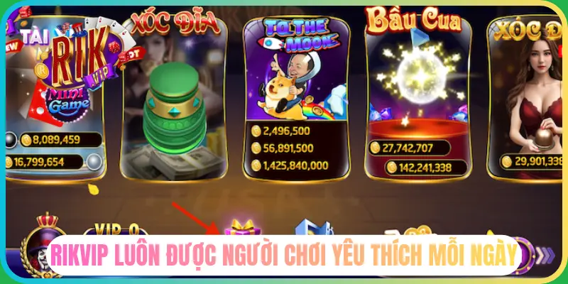 Rikvip được người chơi yêu thích